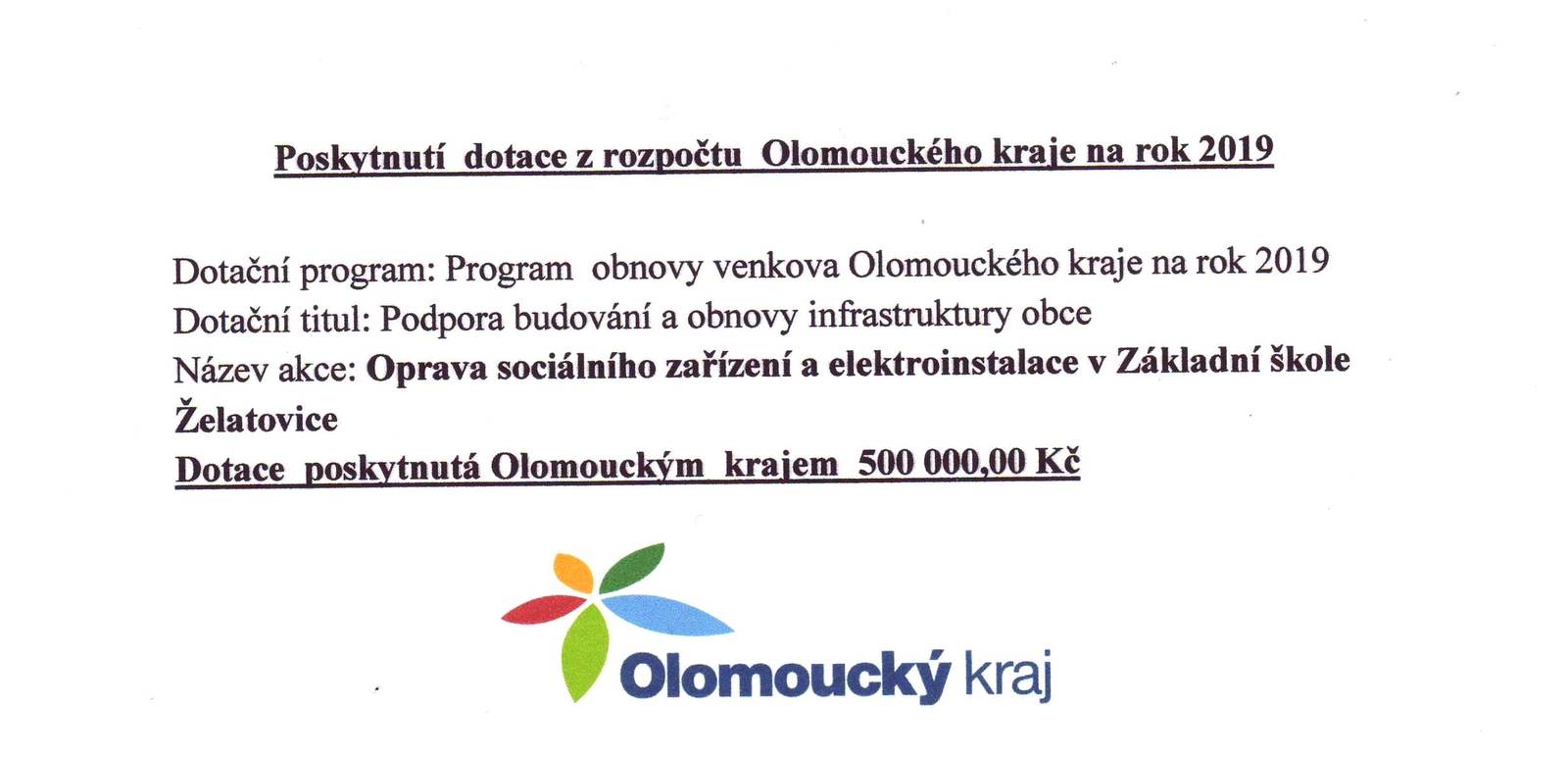 Dotace  OK 2019 -základní škola